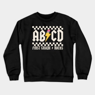 Abcd First Grade Rocks Pencil Lightning Crewneck Sweatshirt